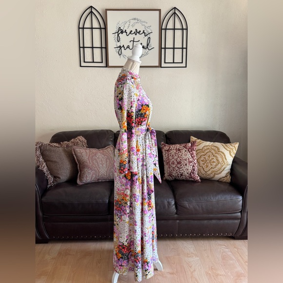 Christian Dior Loungewear Vintage Floral Print Dressing House Coat / Dress Sz M - Picture 5 of 14